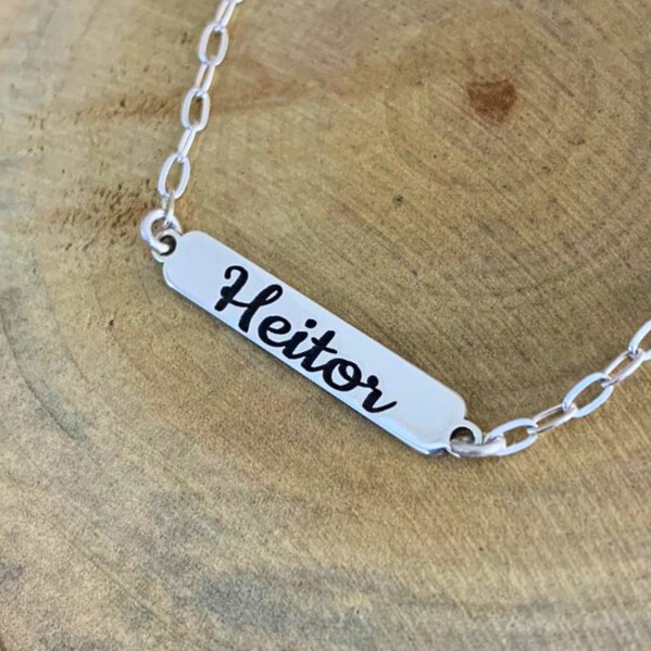 Pulseira infantil Prata 925 Bebe com Gravação de um nome na Chapa