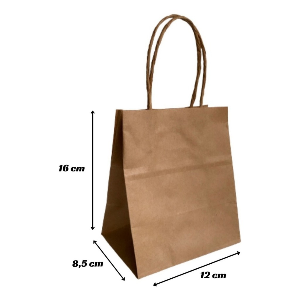 100 Sacolinhas De Papel Kraft 16x8,5x12 Lembrancinha Presente Loja Acessórios Semijoias Embalagem em Oferta na Shopee