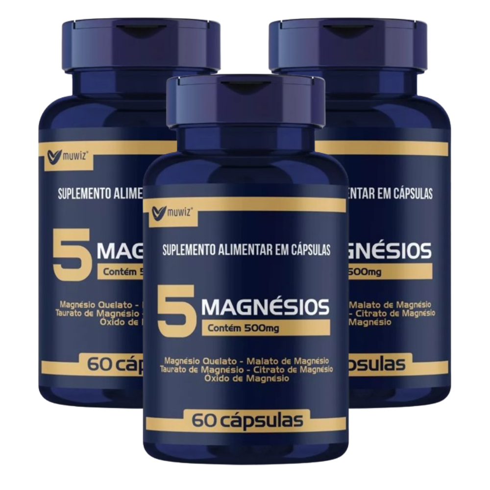 3x 5 Magnésios Muwiz 500mg - 60 Cápsulas