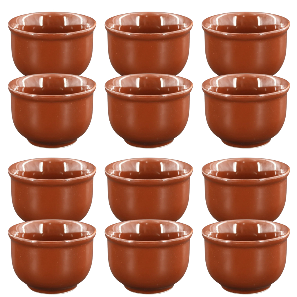 Kit 12 Molheira Cumbuca Porções 300ml Porcelana Marrom
