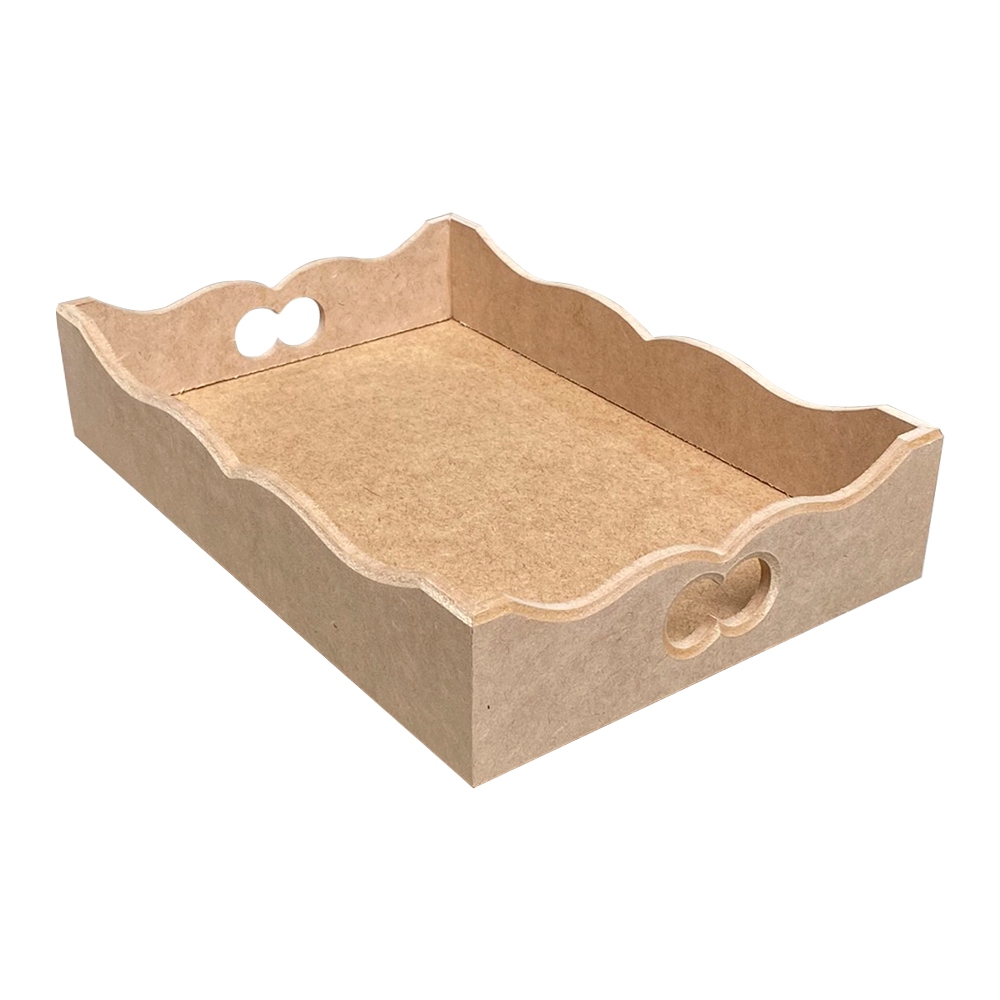 Bandeja Retangular Lisa Com Alça 34x24x6 em Mdf Cru em Oferta na Shopee