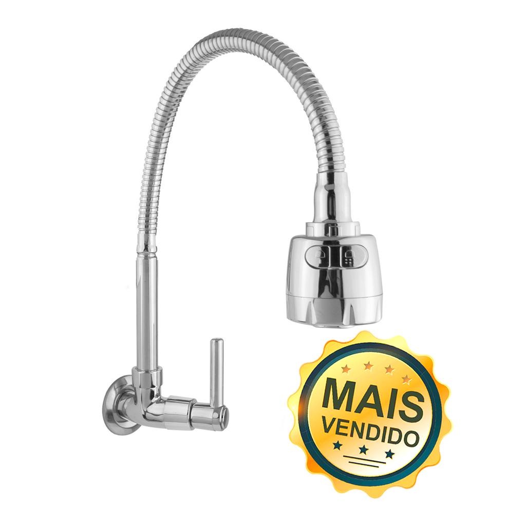 Torneira Gourmet Cozinha Parede Pia Cano Inox Flexível 1/4 De Volta em Oferta na Shopee