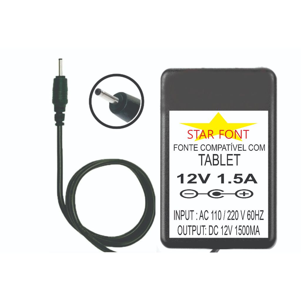 Fonte Carregador DC 12v Para Tablet Acer Iconia