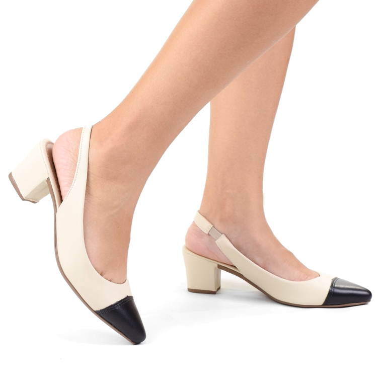 Sapato Scarpin Feminino Bico Fino Mary Jane Donatella Shoes Salto Bloco Alto Confortável Bicolor Moda em Oferta na Shopee