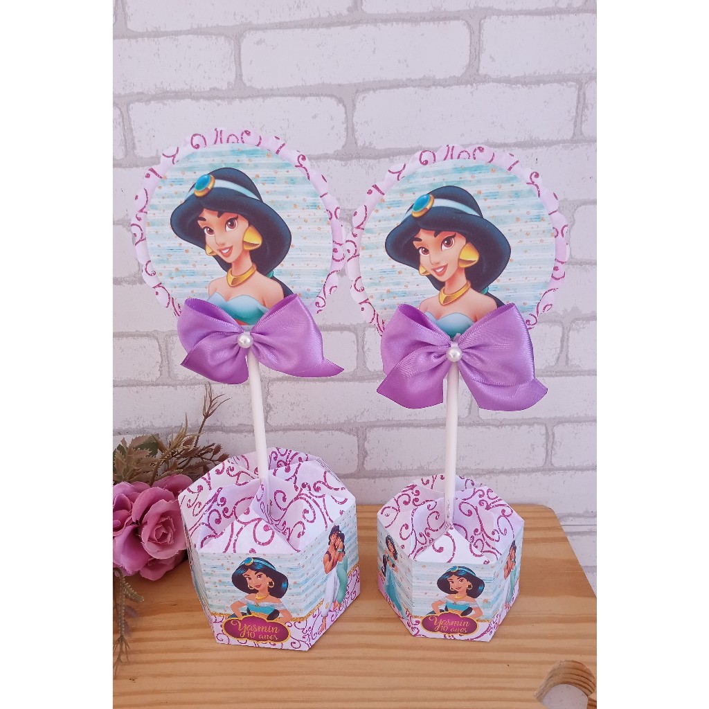 Centro de Mesa Kit festa Jasmine | Personalizados | Aniversários | Papelaria Personalizada | caixinhas | Lembrancinhas