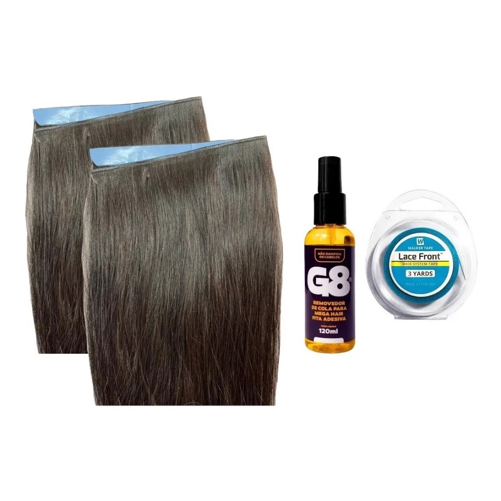 Megahair Fita Adesiva 2x Tela Invisivel 70cm + Remov. + Fita