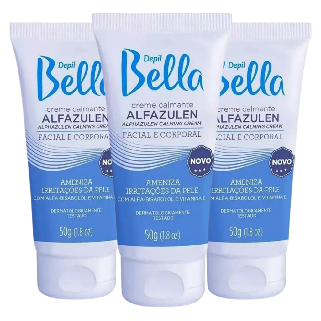 Kit 3 Unidades De Creme Calmante Alfazulen Pós Depilação Depil Bella 50 g em Oferta na Shopee