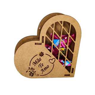 10 Caixas Coração 12 cm Mãe Te Amo, Lembrança Dia das Mães MDF - Madeira em Oferta na Shopee