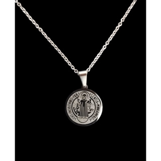 Corrente Fina Aço Inox 50cm com Pingente Medalha São Bento 2cm –Colar Unissex Resistente e Antialérgico em Oferta na Shopee