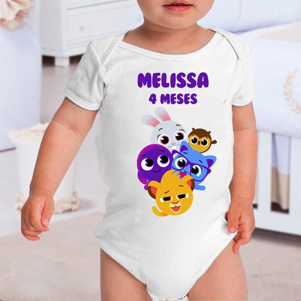 Body Bebe Infantil Bolofofos Personalizado Com Nome Mesversario