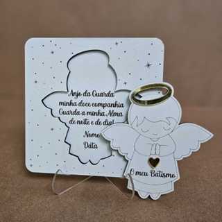 Lembrancinha para Batizado com Suporte KIT 15 Peças MDF BRANCO e Detalhes em ACRILICO DOURADO em Oferta na Shopee