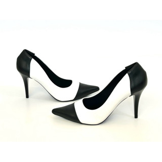 Sapato Scarpin Feminino Preto com Branco Calçado feminino Confortável Scarpan Salto Fino A...