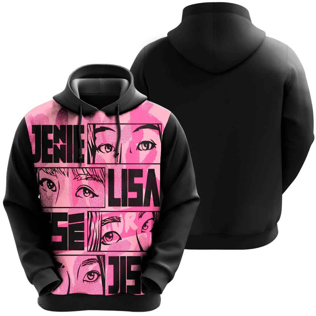 Blusa de Moletom Sublimado Adulto Banda Black Pink K-Pop