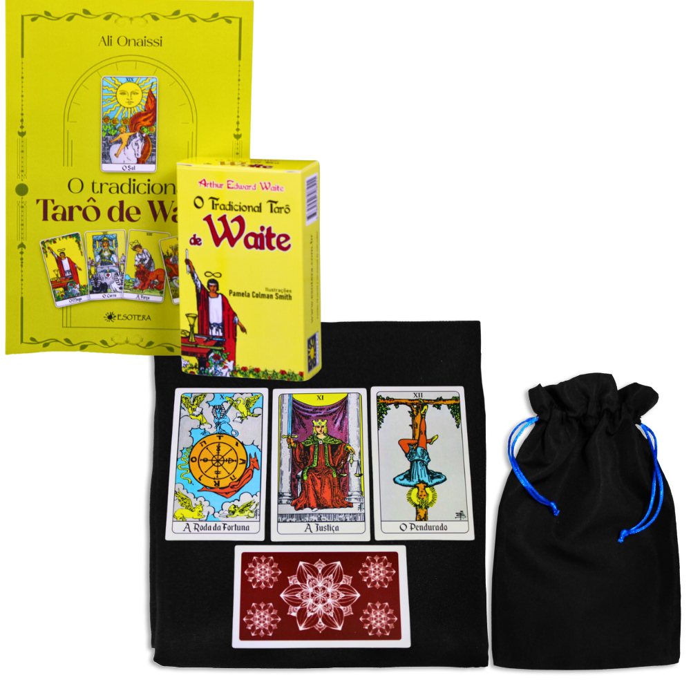 Tarô Tradicional de Waite Acompanha 78 Cartas E Livro + Toalha e Saquinho Da Sua Escolha