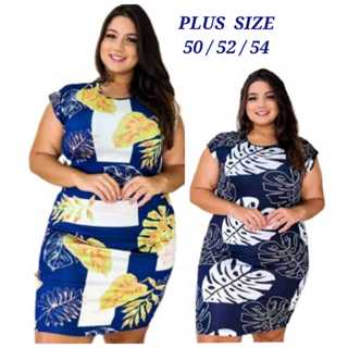 Vestido Feminino Plus Size GG 46-50 ou EXG 50-54 Malha Estampados.