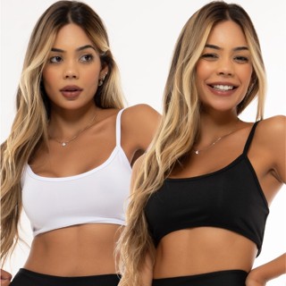 Kit 2 Top Faixa Costa Nua Frente Única Gringa Academia Alça Fina Blogueira 124