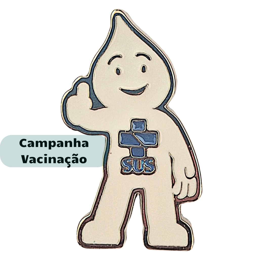 Pin Broche Boton (10 Unidades) Zé Gotinha Positivo Campanha De Vacinação Enfermagem Saúde