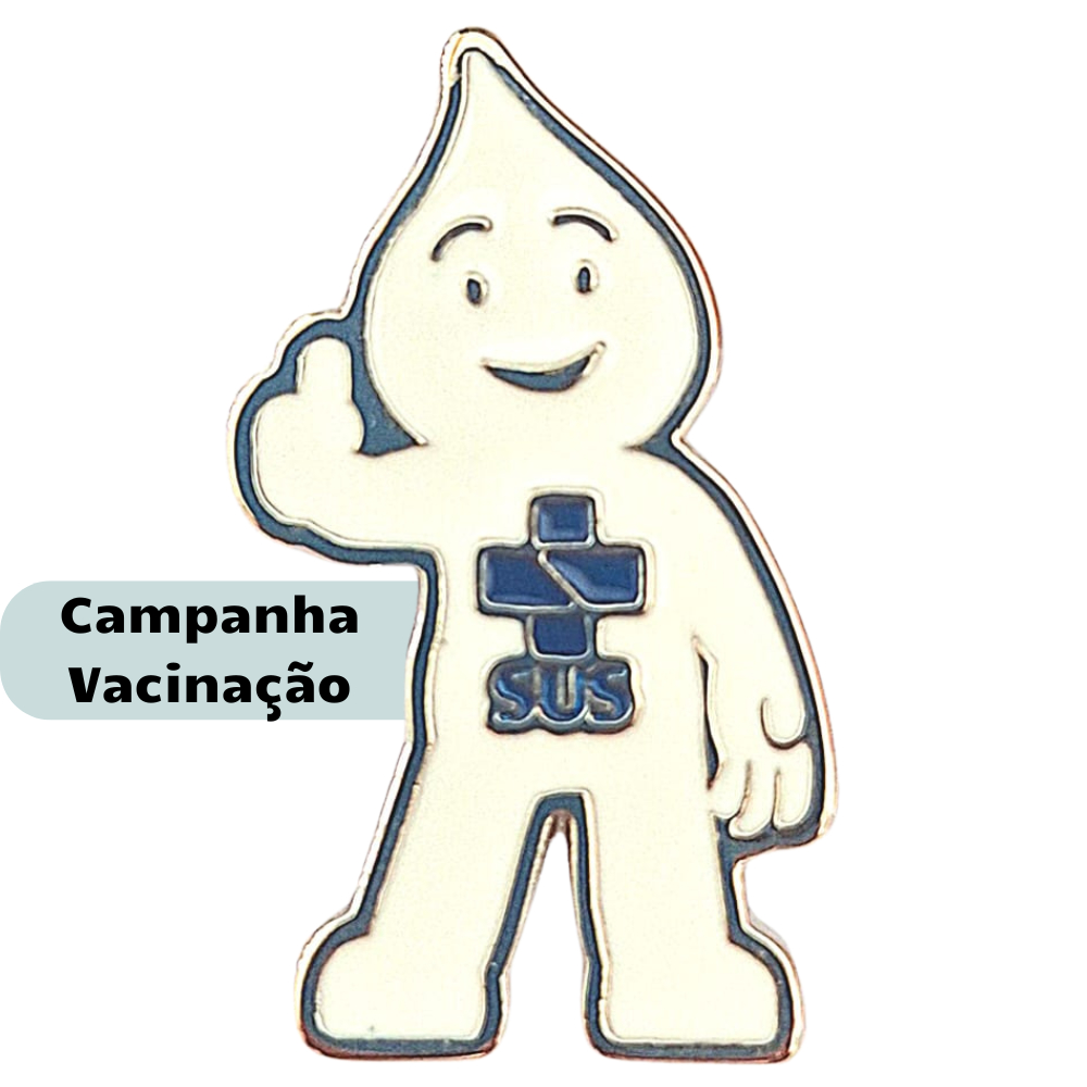 Pin Broche Boton (30 Unidades) Zé Gotinha Positivo Campanha De Vacinação Enfermagem Saúde