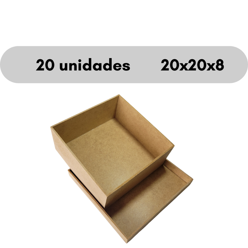 20 caixa mdf 20x20x8 com tampa