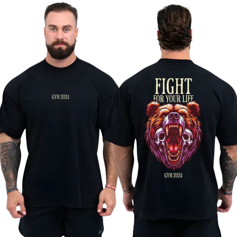 Camiseta Camisa Oversized Academia GYM 2024 Estampado Moda Musculação Anti Cardio