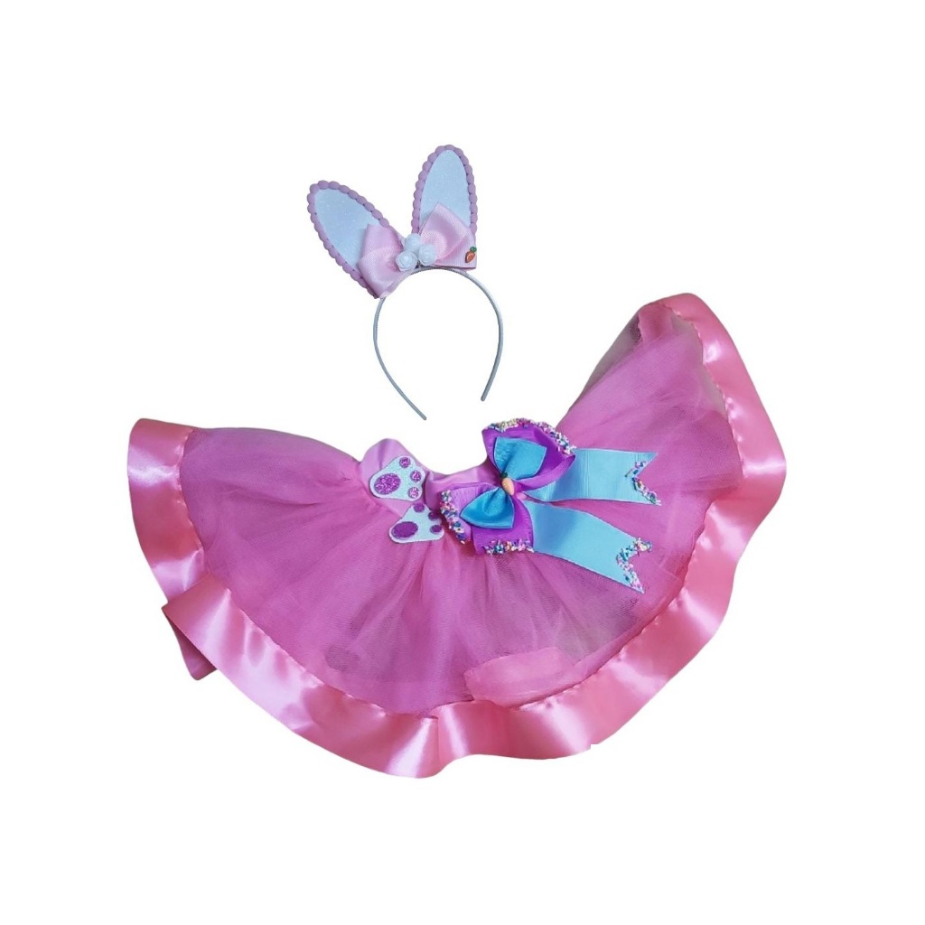 Fantasia De Coelhinha Páscoa Infantil Saia Menina Com Tiara