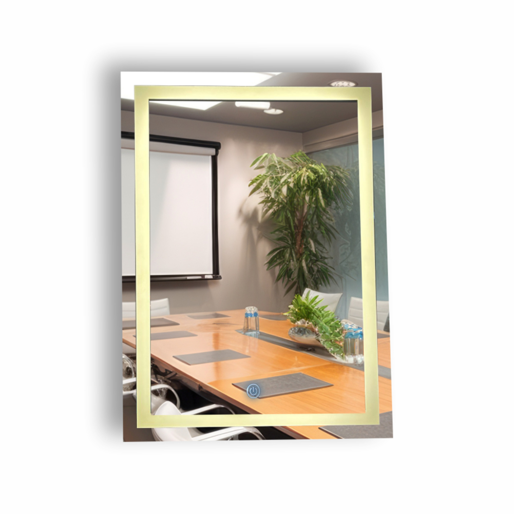 Espelho Jateado 80x60 cm com 3 TONS DE LED e  touch screen, FONTE SLIN, decoração