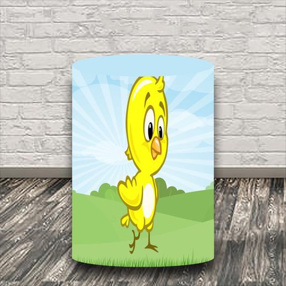 Capas Para Cilindro Tematico Galinha Pintadinha Pintinho Amarelinho Infantil Bebe Evento Aniversario Festa Menino Menina Malha Sublimada Cenario Fotografico
