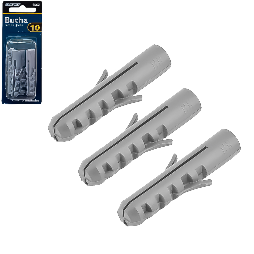 Jogo Buchas De Fixação Para Concreto Alvenaria Pedra 10mm Com 5 Unidades - Home & Living