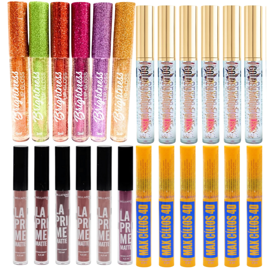 24 Batom Liquido Gloss E Rimel Kit Para Revenda