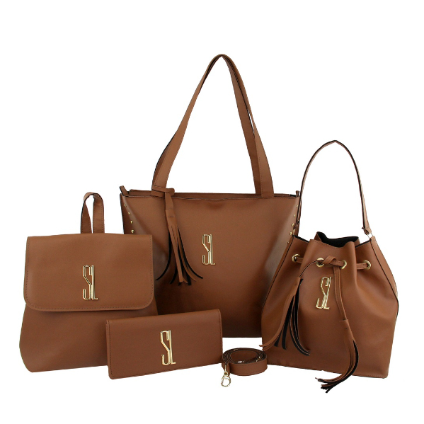 Bolsa Feminina SL Kit 4 em 1 Bolsa Transversal + Bolsa Saco + Mochila + Carteira Envio imediato
