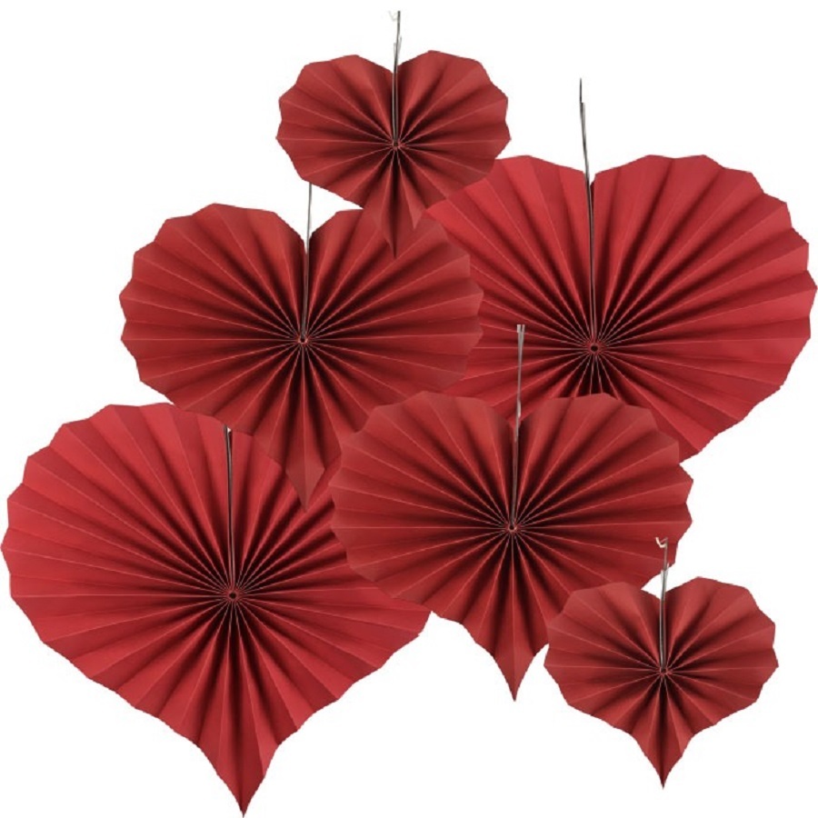 6 Leques De Papel Com Coração