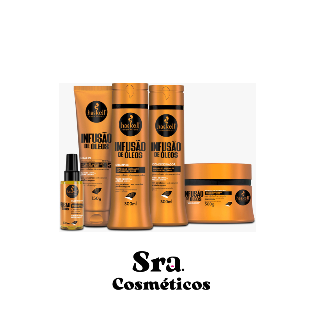 Sha 300, Cond 300, Masc 300, Leave In e Oléo Infusão de Óleos Haskell Kit