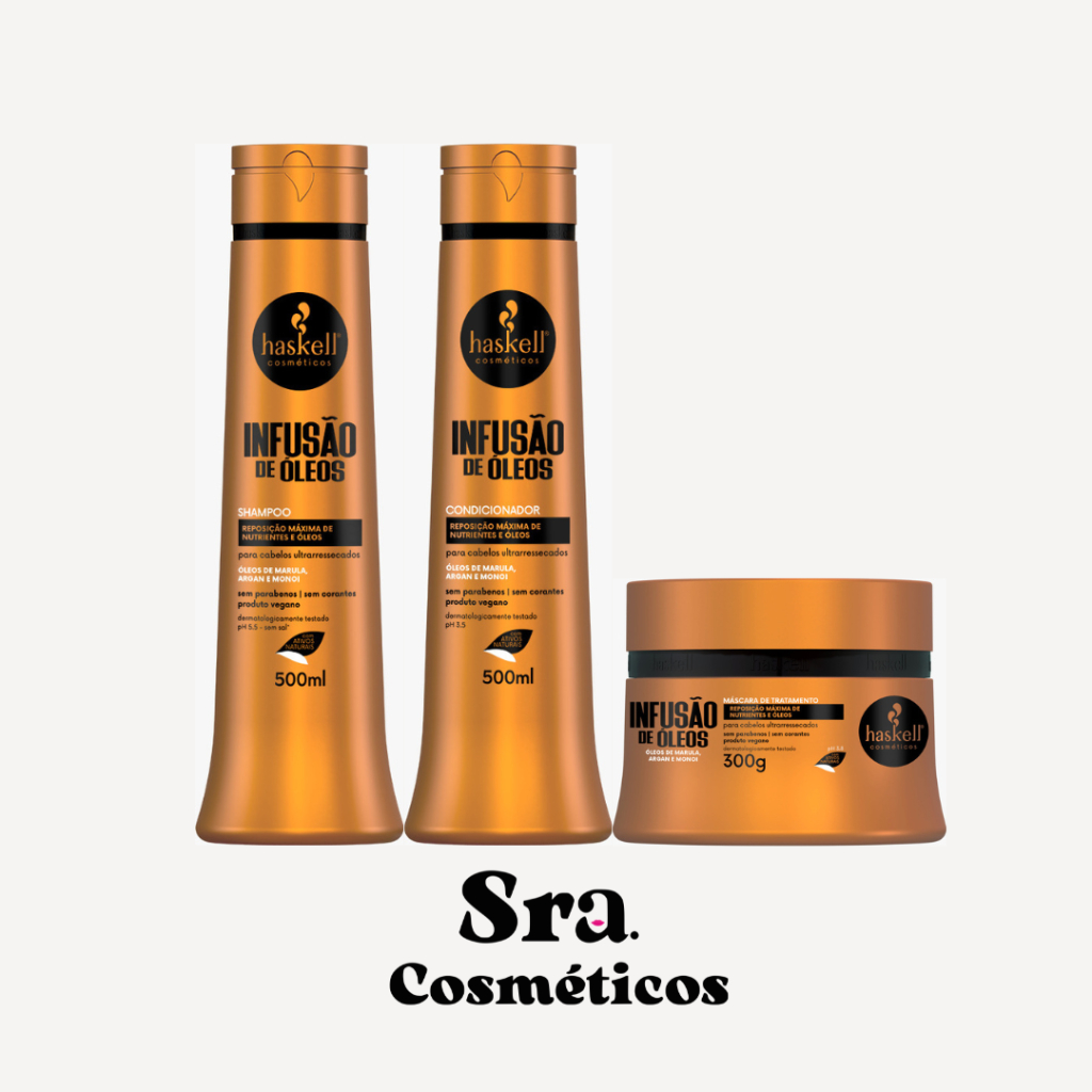 Shamp, Cond 500ml e Másc 300ml Infusão de Oleos Haskell Kit