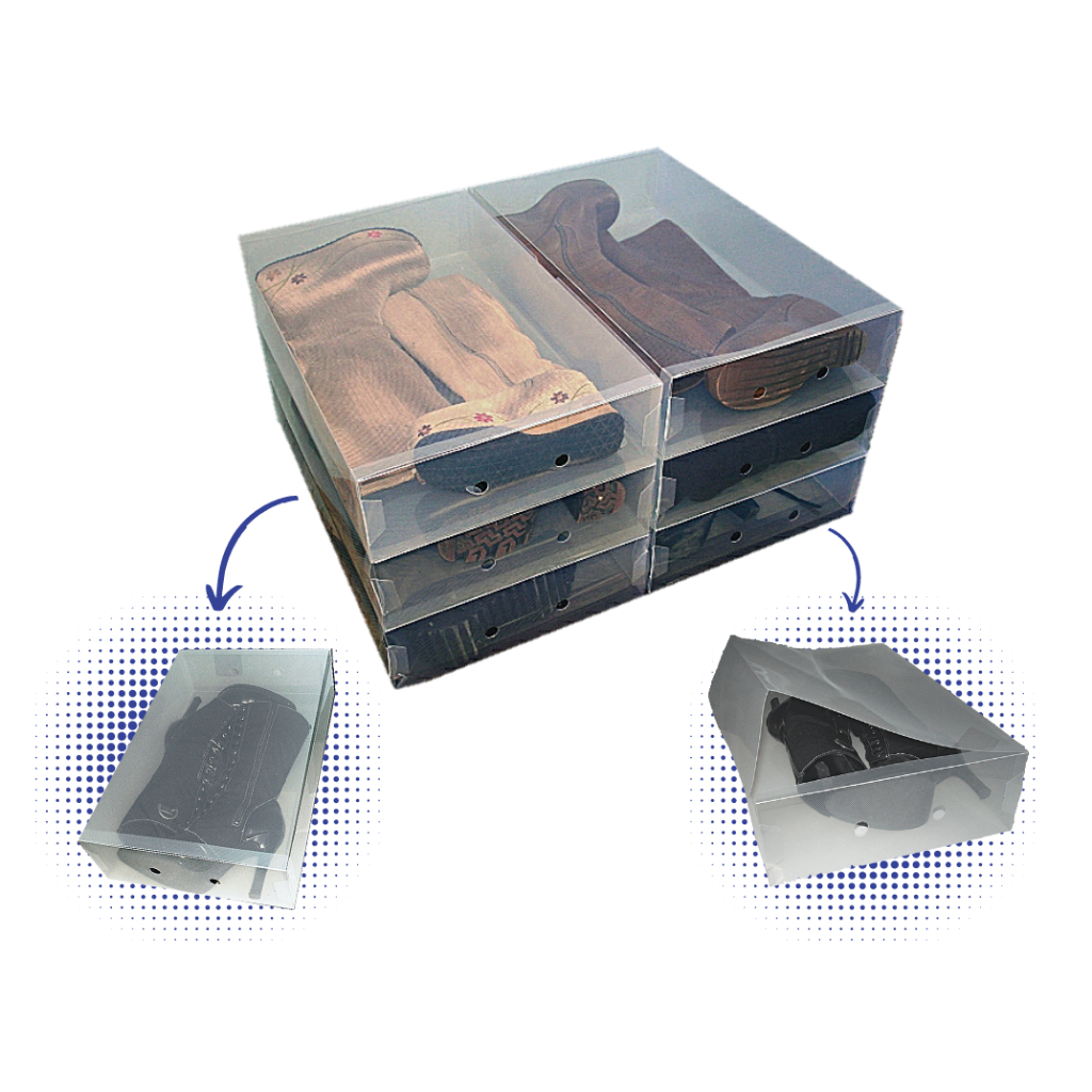Caixa Organizadora de Botas Transparente Multiuso Cristal  Brinquedos Sapatos Roupas Gavetas
