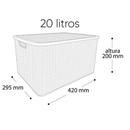 Kit 3 Caixas Organizadoras Cesto Multiuso Rattan 20 Litros Com Tampa Preto Caixa Organizadora TOY 25598
