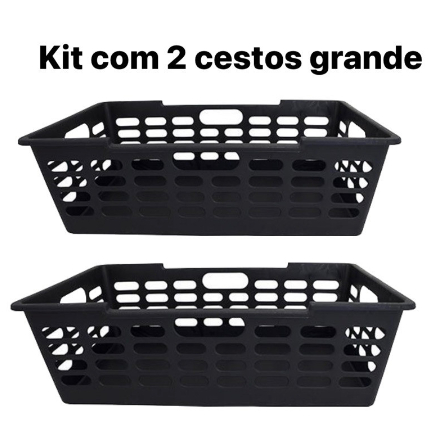 Kit com 2 Cesto Organizador Grande Atenas Multiuso - Preto TOY 25463 em Oferta na Shopee
