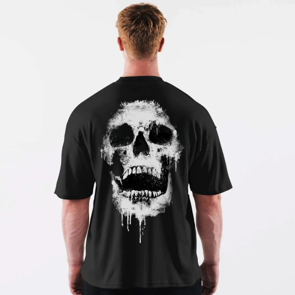 Camiseta Masculina Oversized Academia Moda Fit Estampado Caveira Ghost Akurva Lançamento Novo