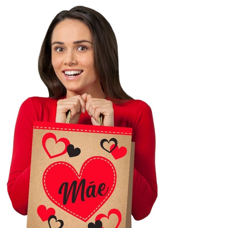 10 sacolas de papel Kraft 18x24 dia das mães