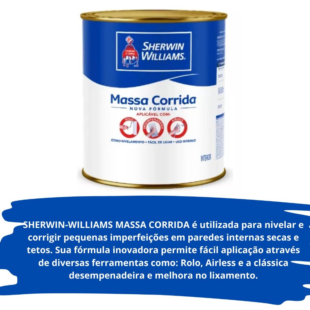 massa corrida Sherwin williams acabamento interno 900ml para pinturas e acambentos em geral usado com desempenadeira espátula e celulóide