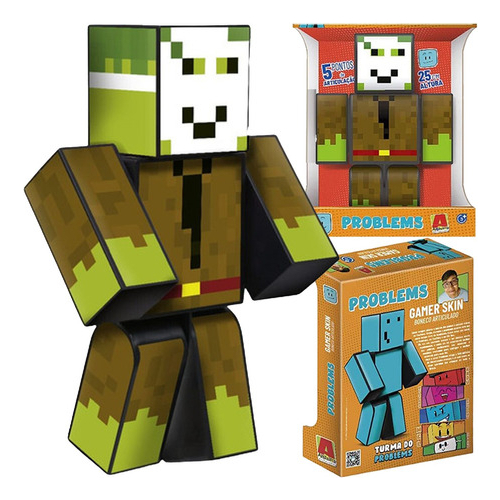 Boneco Stick Original 25cm Minecraft Gamer Youtuber Skins Articulado Brinquedo