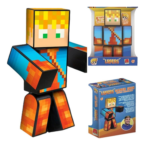 Boneco Lopers Original 35cm Grande Minecraft Gamer Youtuber Skins Articulado Brinquedo