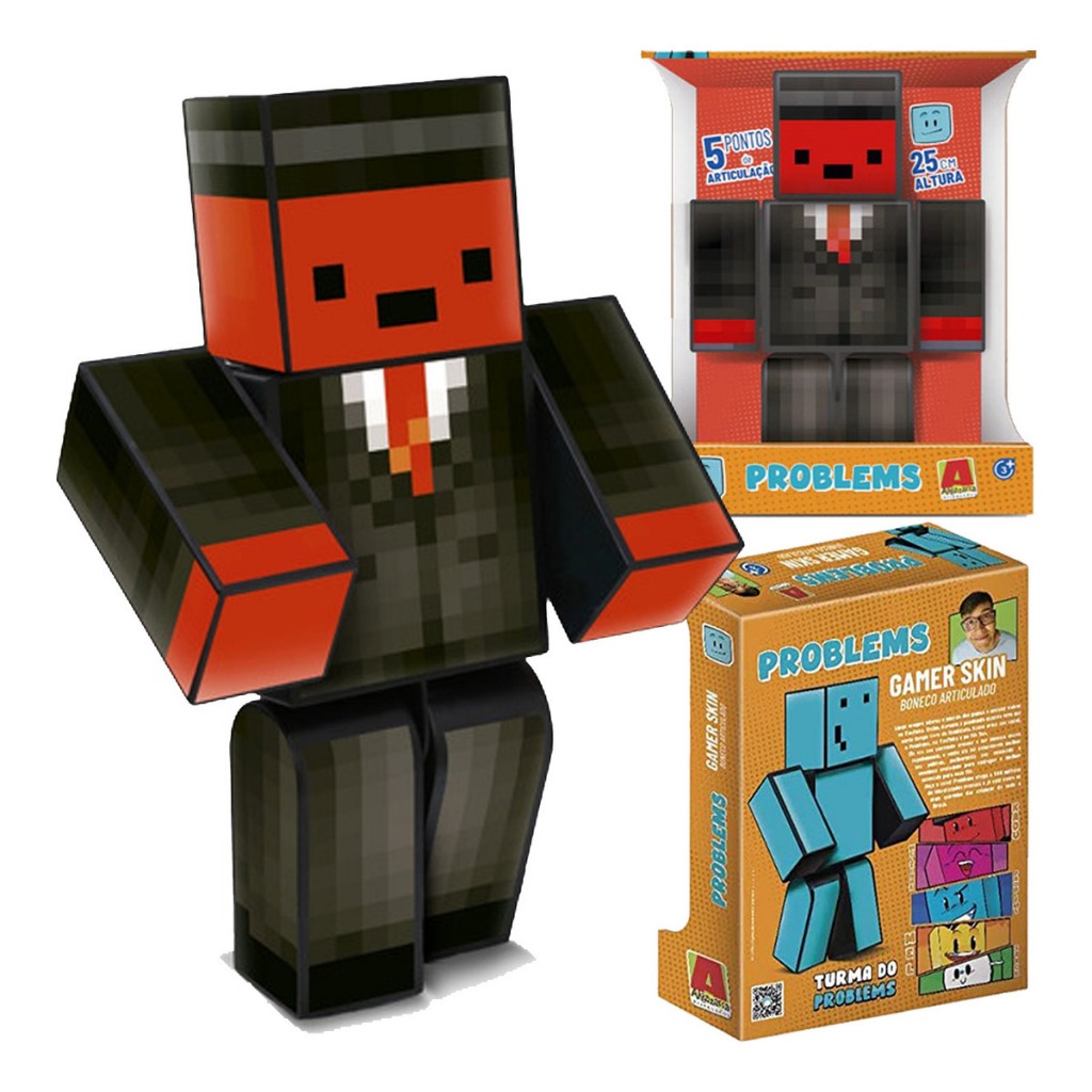 Boneco Kadu Original 35cm Grande Minecraft Gamer Youtuber Skins Articulado Brinquedo