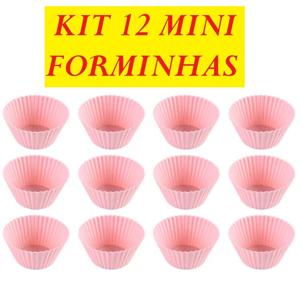 Kit 12 Mini Forminhas Multicolorido 5X3X2CM Rosa Forma Forma Redondo Silicone Brigadeiro Tortinha Bolinhos