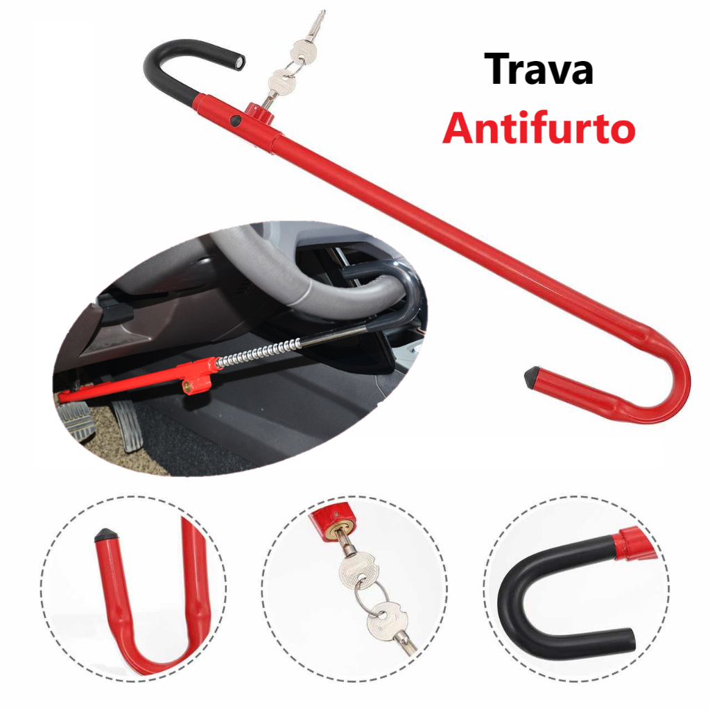Trava de Segurança Carneiro Antifurto Pedal E Volante De Aço Para Carro
