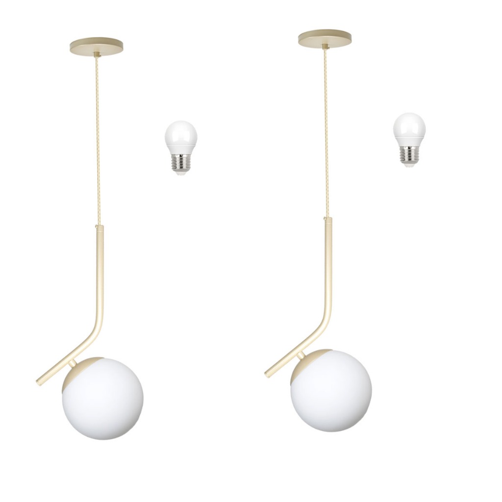Kit 2 un Luminaria Pendente Moon 15 cm Jabuticaba Inclinado Criado Mudo Cabo 1,70 m com Lampada