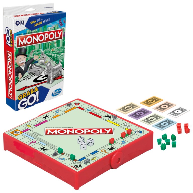 Jogo Compacto Monopoly Grab & Go 4 jogadores- Hasbro F8256