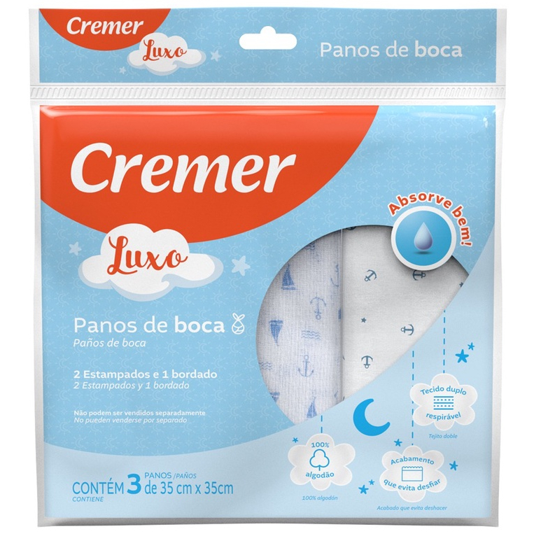 Pano de Boca Luxo Azul C/ 3 unidades Cremer