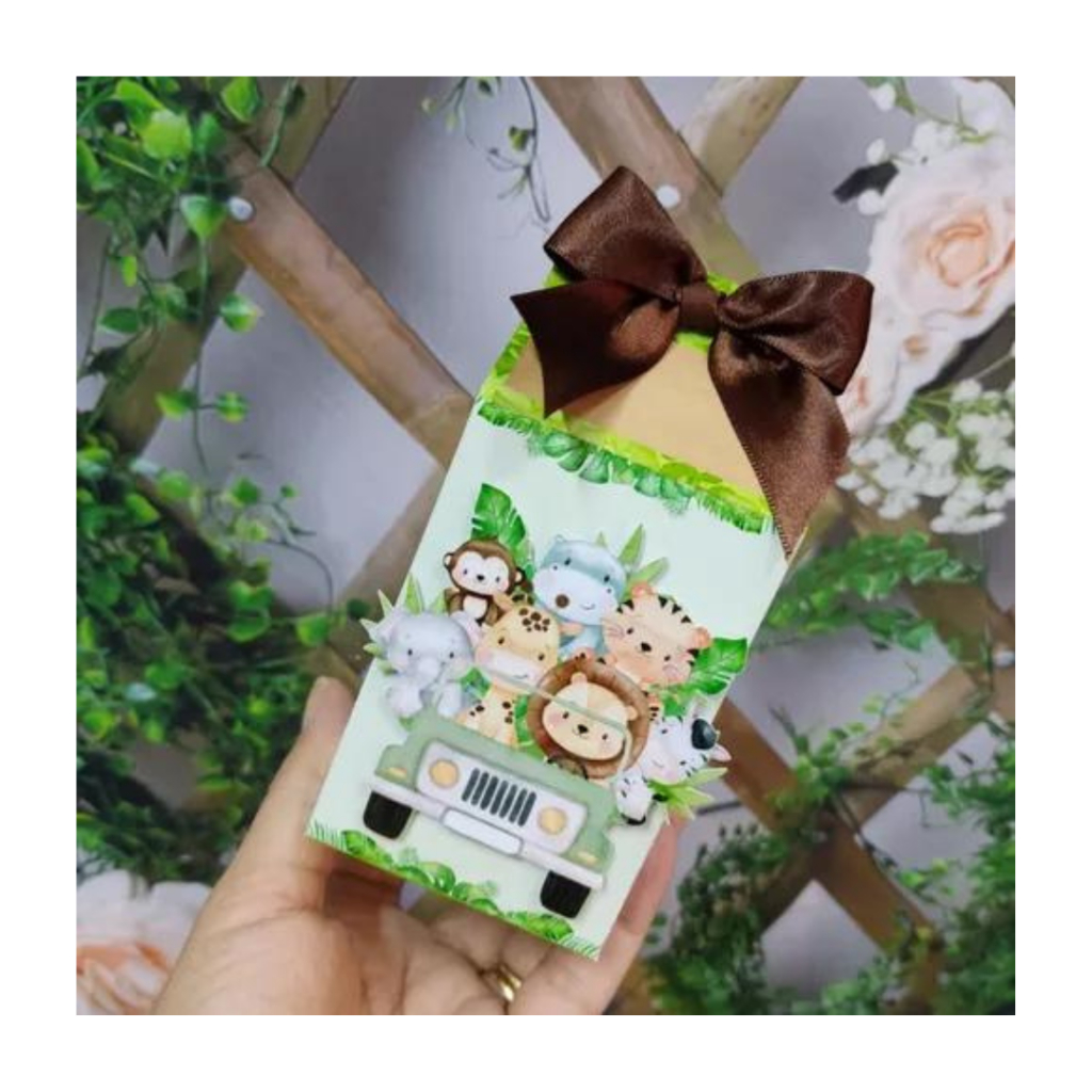 10 Caixinhas Milk SAFARI  PERSONALIZADA infantil Saquinhos Lembrancinha Festa Crianças Diversos TEMA