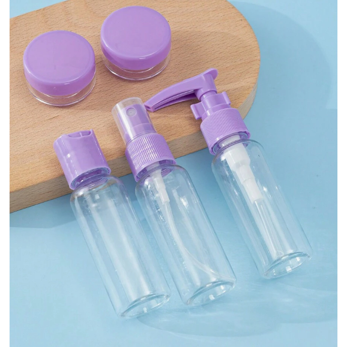 Mini Kit de Viagem Frascos Porta Shampoo Creme Cosméticos 7 e 8 Peças