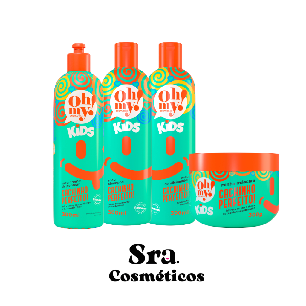 Shampoo, Condicionador, Mascara e Creme Cachinho Perfeito Kids Oh My Kit